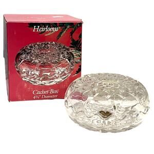 Kristal Heirloom Glass Trinket Box Scalloped Candy Dish 2Pc Jewelry Ring Box New